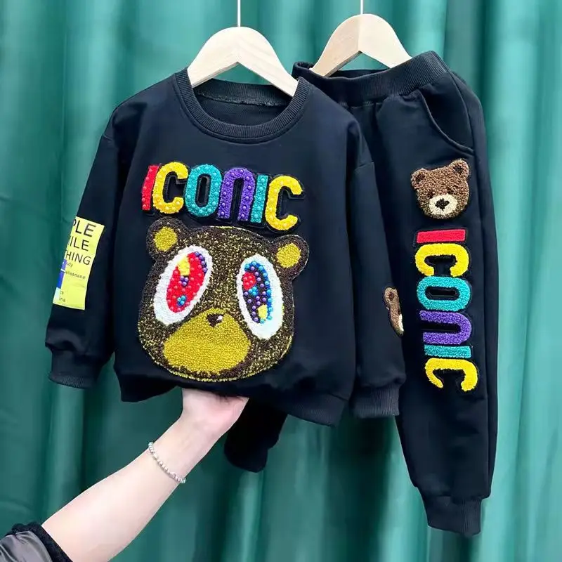 Children Clothes Set  Spring and Autumn New Kids Boy  Baby Cartoon  Sweater Pants 2pcs Boys And Girls Sports Clothing Suit