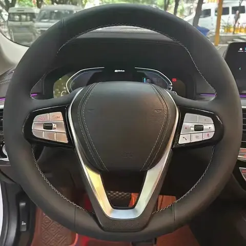 블랙 자동차 핸들 커버, DIY 극세사 가죽, BMW G30 530i 540i 520d 530e 2016-2018 G32 GT 630i 630 자동차 액세서리