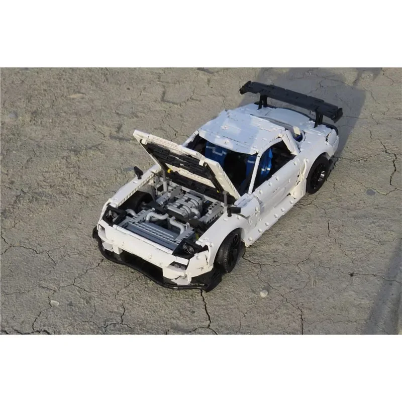 MOC-46448 White New RX-7 Supercar Racing Building Block Model 3874 Parts MOC Creative Boy Kids Birthday Building Blocks Toy Gift