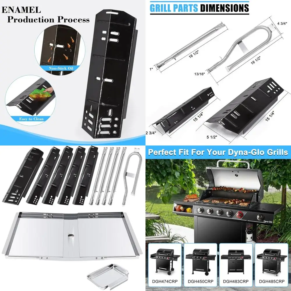 

5-Burner Grill Replacement Parts: Drip Pan, Grease Tray, Heat Tents, Burners for Large Grill Models