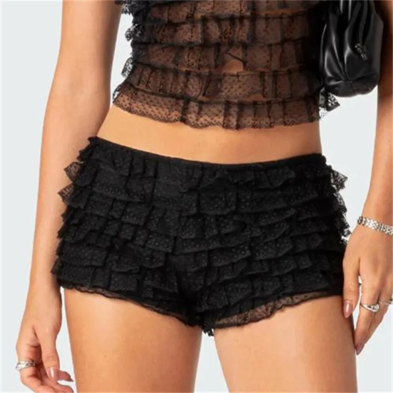 

Women Ruffled Lace Multi-layers Short Kawaii Lolita Bloomers Knickers Sexy Lingerie Pettipants Underwear Y2K Fairycore