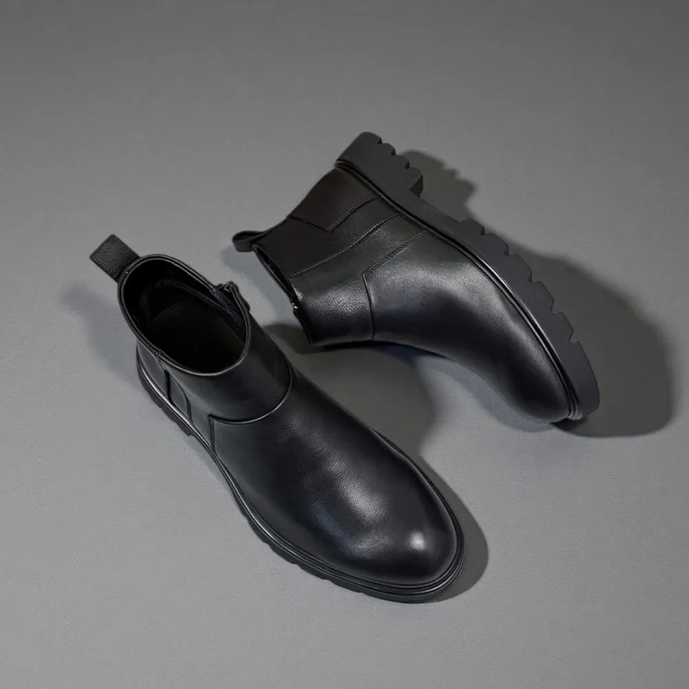 

Мужские ботинки челси, новые модели, мужские бархатные теплые кожаные ботинки, модные универсальные деловые мужские ботинки из кожи