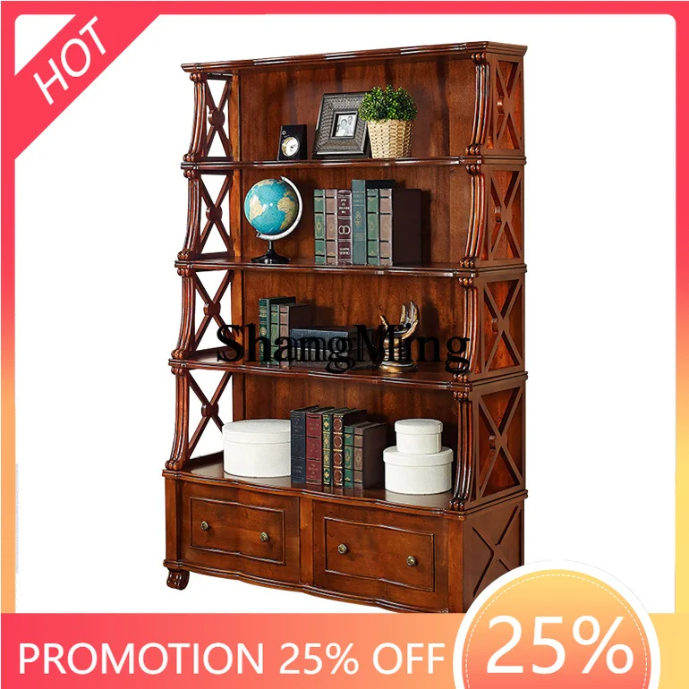 

ZYY high-grade exquisite solid wood bookshelf bookcase multi-functional antique decorative shelf multi-layer shelf