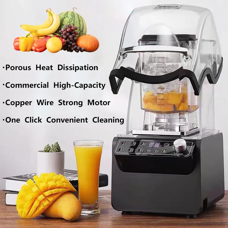 1800W Commercial Ice Blender Machine Heavy Duty Smoothie Maker Fruit Blender Mixer Juicer High Power Food Processor 26000RPM