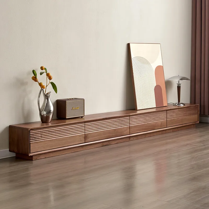 floor 2024 North American black walnut solid wood living room small apartment solid wood floor TV cabinet floor cabinet