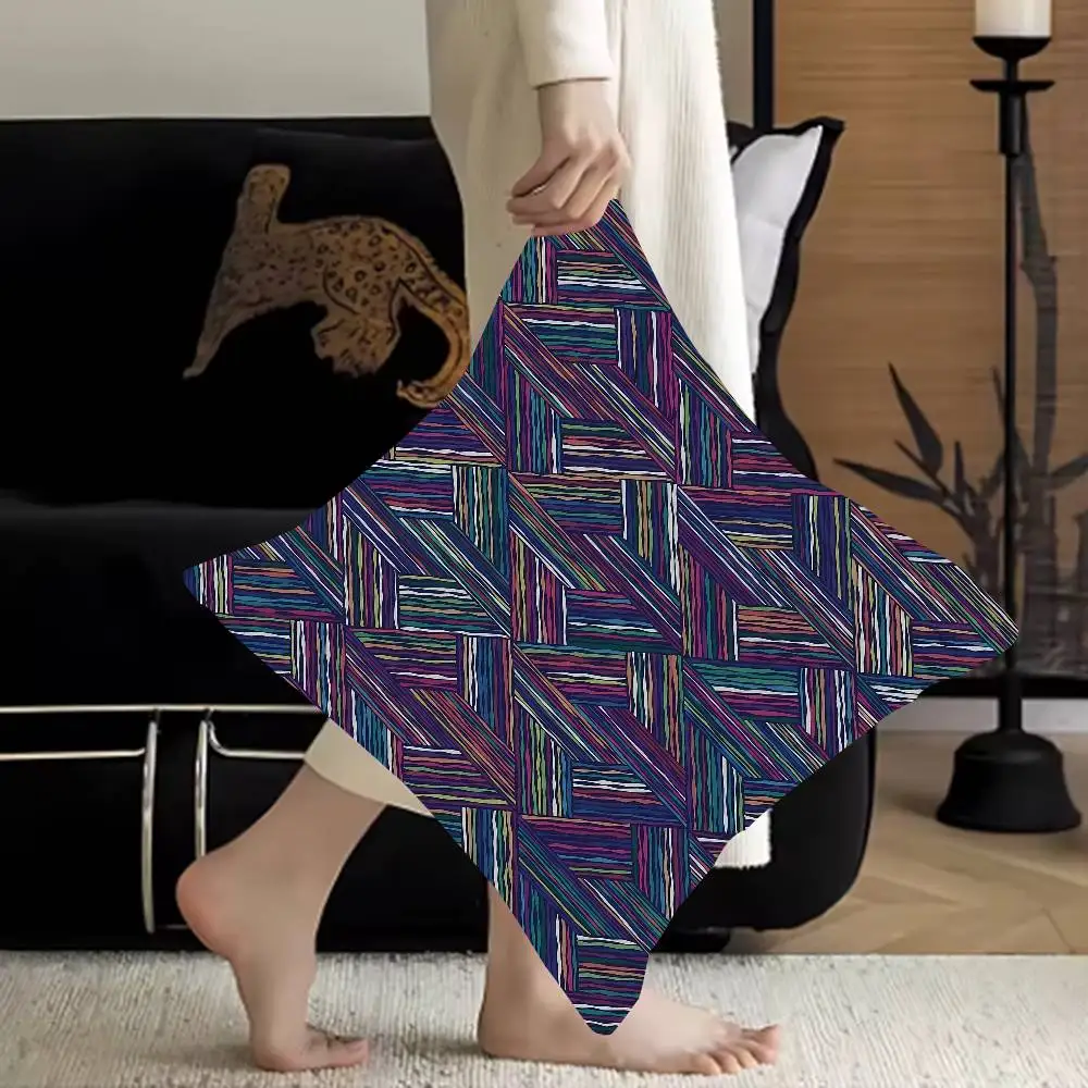 

Colorful Striped Weave Pillow Gift Home Office Decoration Bedroom Sofa Car Cushion Cover Case 45x45