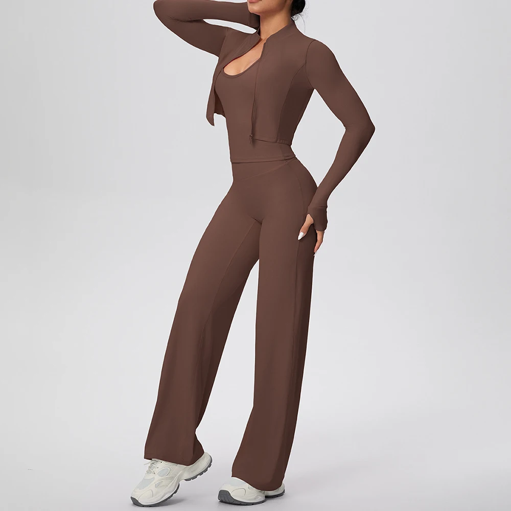 

3PCS Yoga Set Gym Clothes Workout Sportswear Yoga Suits For Women Fitness Long Sleeved Women's Tracksuits Sports Bra Gym Legging