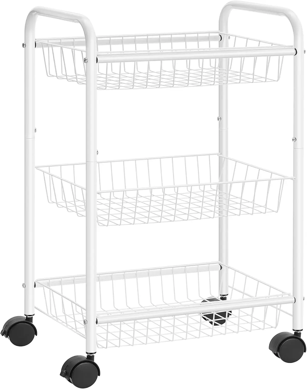 

SONGMICS 3-Tier Metal Rolling Cart, Storage Cart with Removable Baskets, Utility Cart with Wheels and Handle, for Kitchen, Bathr