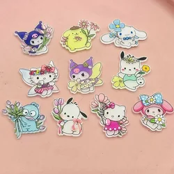10Pcs New Acrylic Kawaii Cute Cartoon Flower wreath characters Series Clip Book DIY Fashion Hairpin Decoration Crafts A107