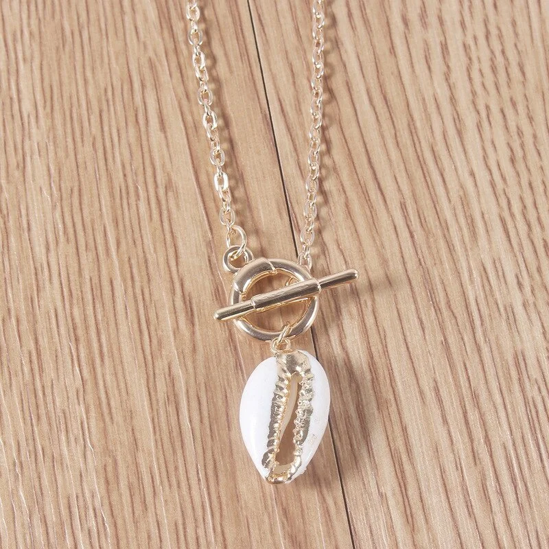 Korean Fashion Gold-plated Shell Pendant Necklace for Women Temperament Bohemian Jewelry Party Best Gift collares para mujer