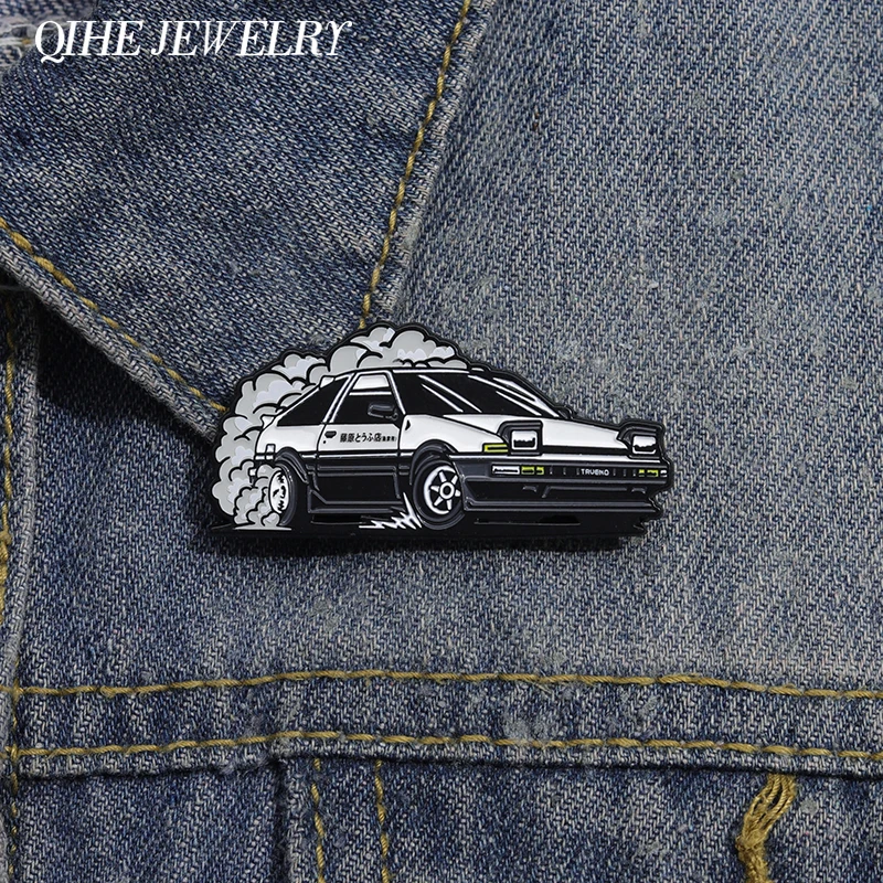 Trendy Cool Car Brooch Enamel Pins Japanese Anime Inspired Cartoon Brooches Lapel Badge Clothes Bag Jewelry Accessories Gift
