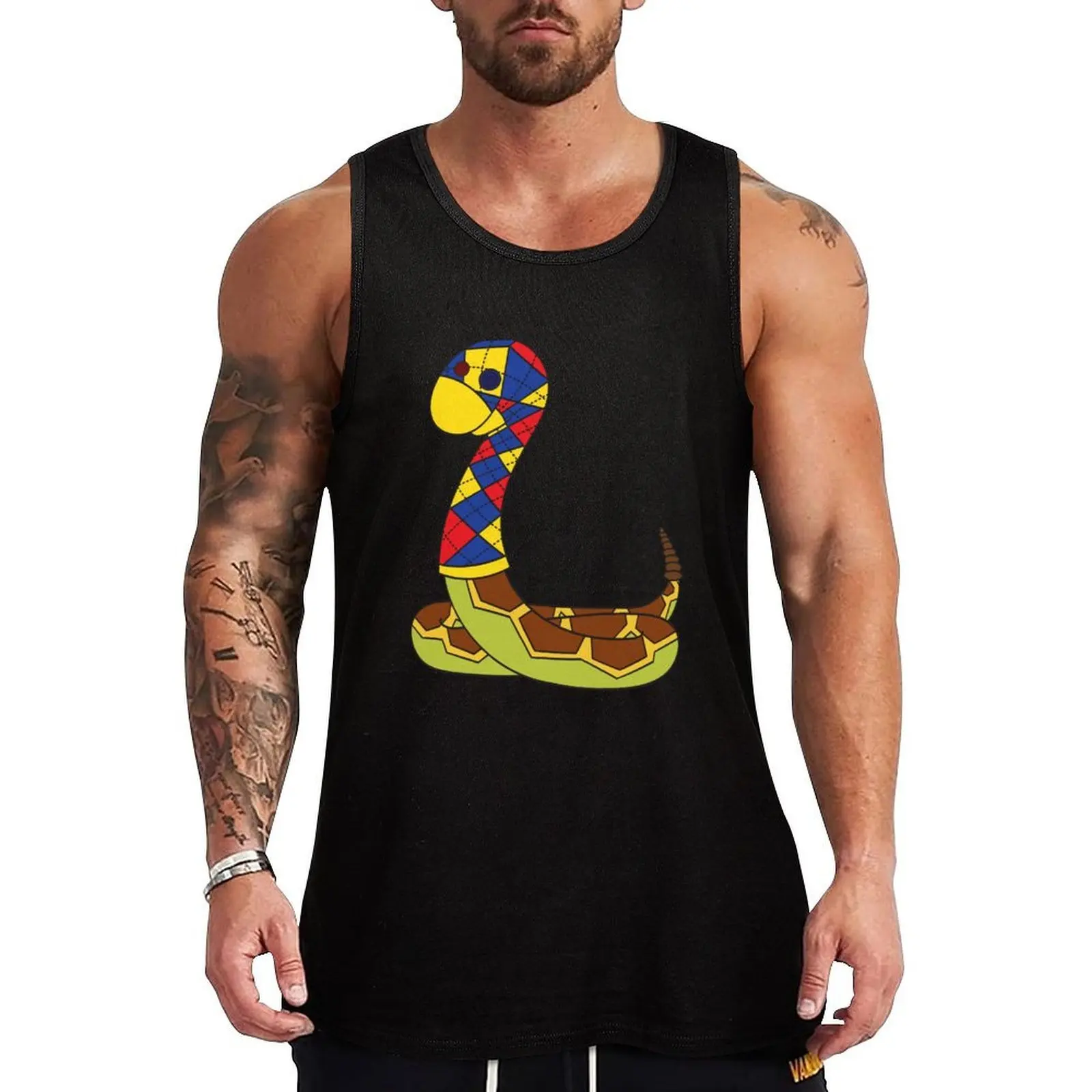 Snake Puppet Tank Top Vintage Print Tank Top Retro Graphic Sleeveless Tee