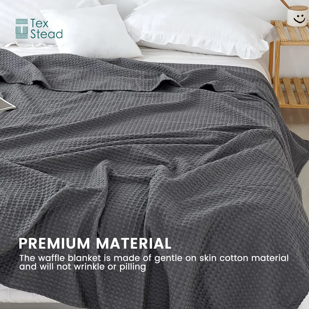 

100% Cotton Waffle Weave Blanket, Soft Lightweight Breathable Throw Blanket for Bed Couch, Machine Washable
