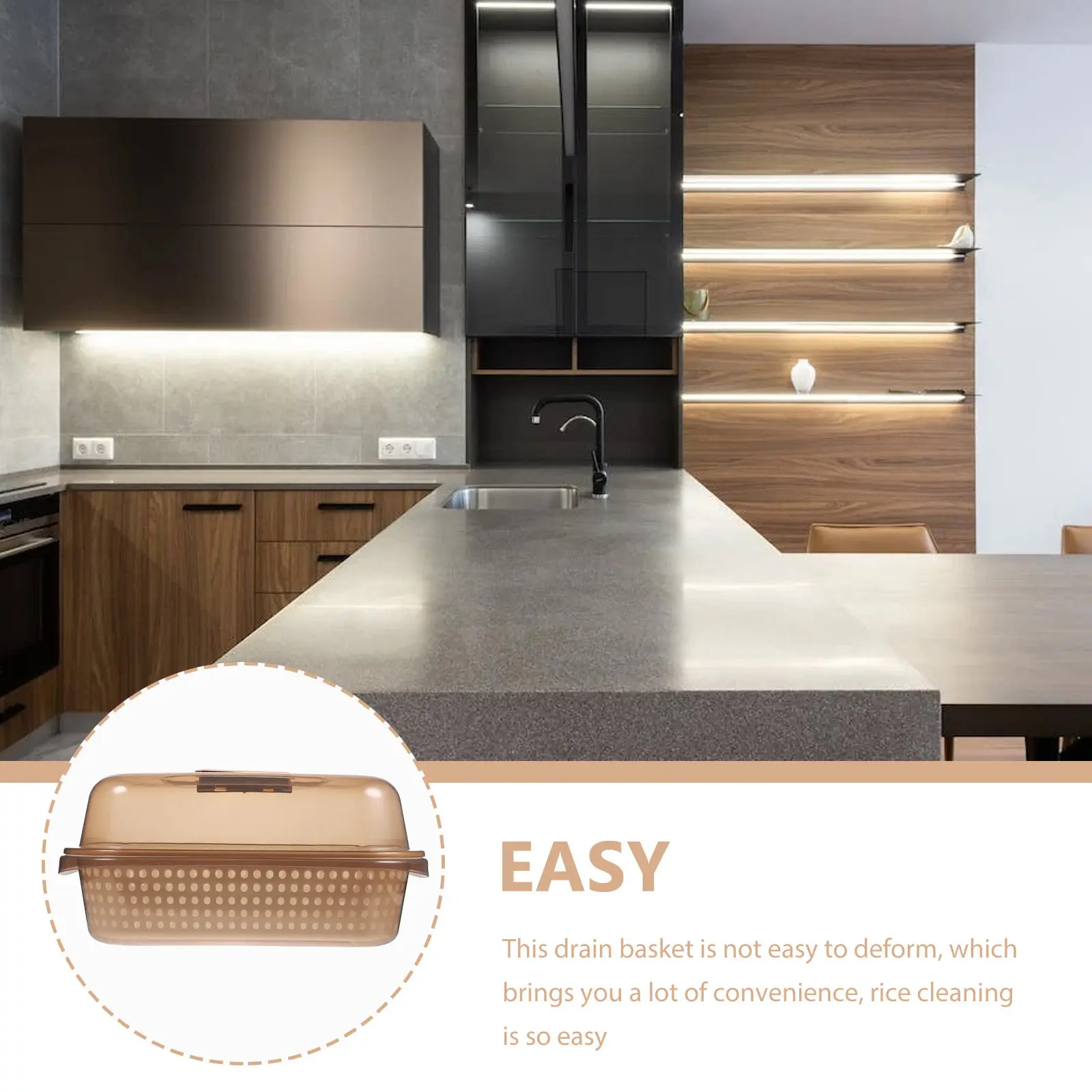 

Двухслойная корзина-дуршлаг для кухни: для мытья и хранения фруктов и овощей, прочный полипропилен, мелкие отверстия