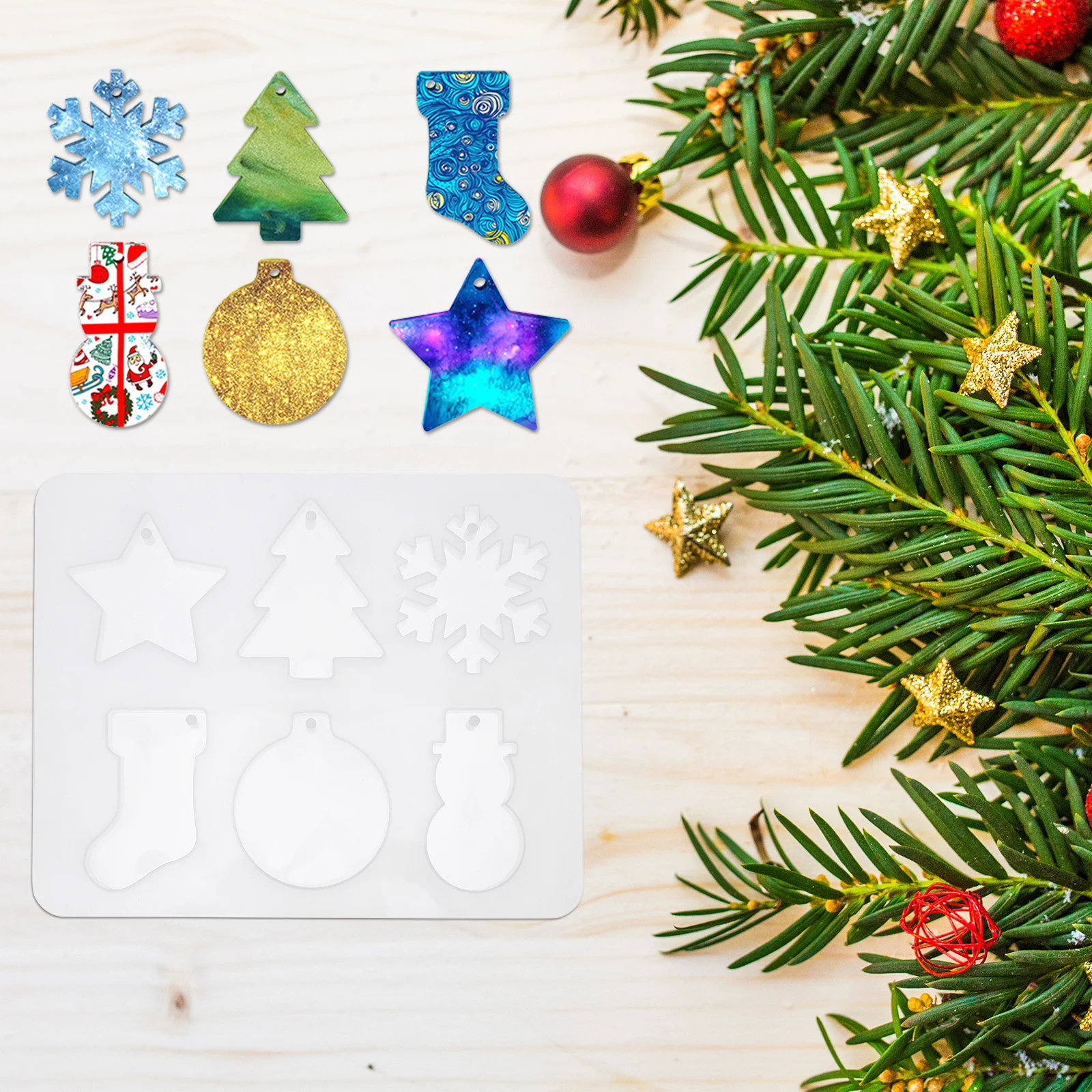 

1Pcs DIY Handicraft Mold Creative Snowflake Snowman Pendant Flexible Silicone Easy Demold Christmas Gift DIY Handicraft Mold