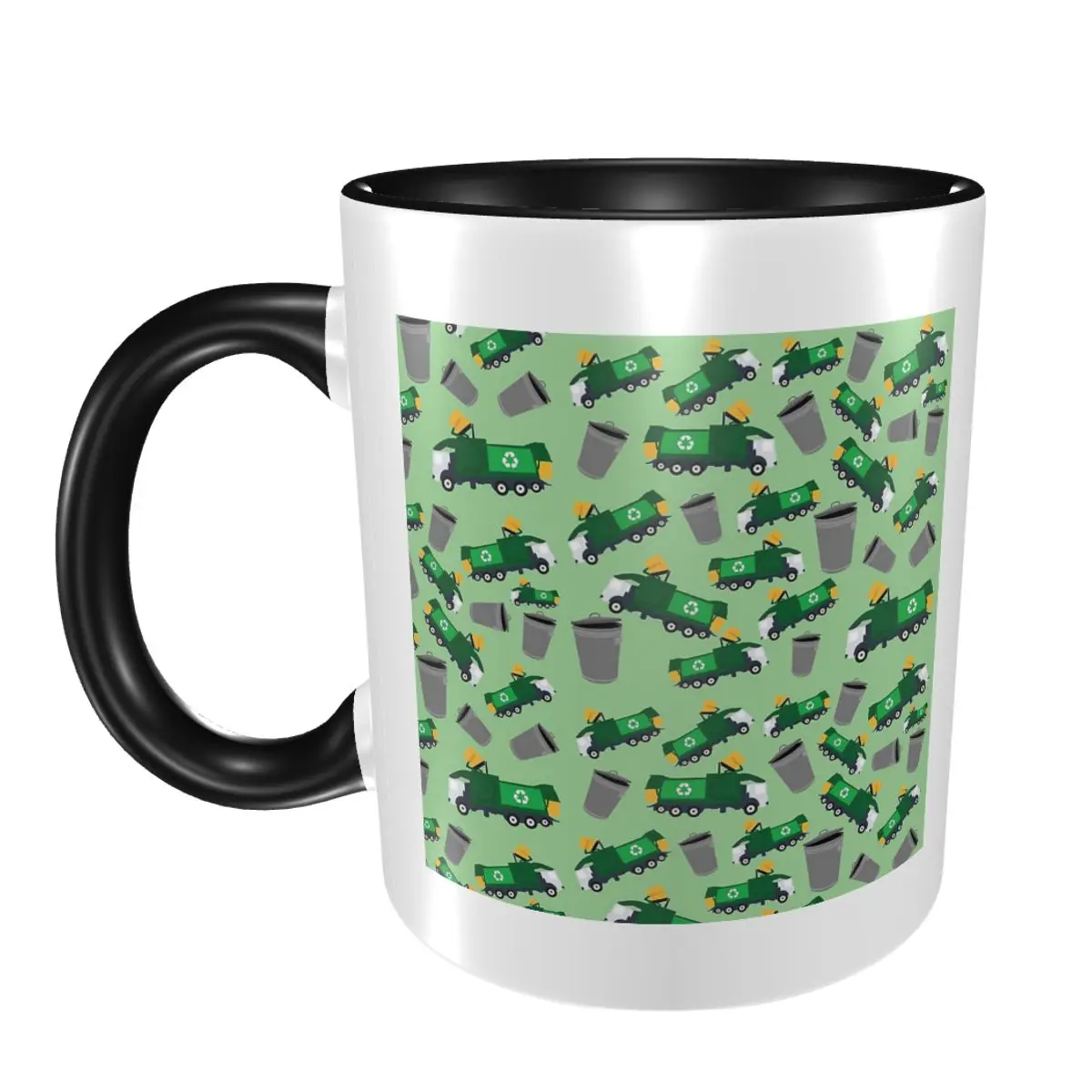 Recycling Garbage Truck Pattern Mug Funny Ceramic Coffee Cups Tea Mugs Milk Cup Drinkware Gifts for Friends