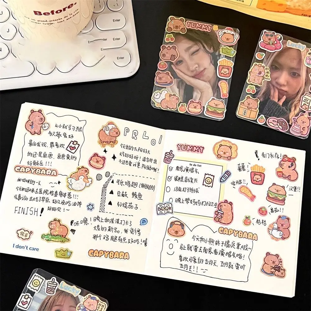 Fashion Capybara Laser Sticker Cartoon Creative Decorative Sealing Sticker DIY Cute Hand Ledger Decorative Stickers