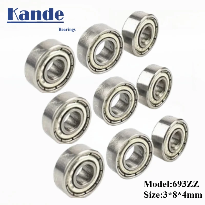 Kande 10pcs Bearings 693ZZ  ABEC-1 693 ZZ  ABEC-3 693ZZ ABEC-5 693-2Z Miniature Deep Groove Ball Bearing 3x8x3mm 693