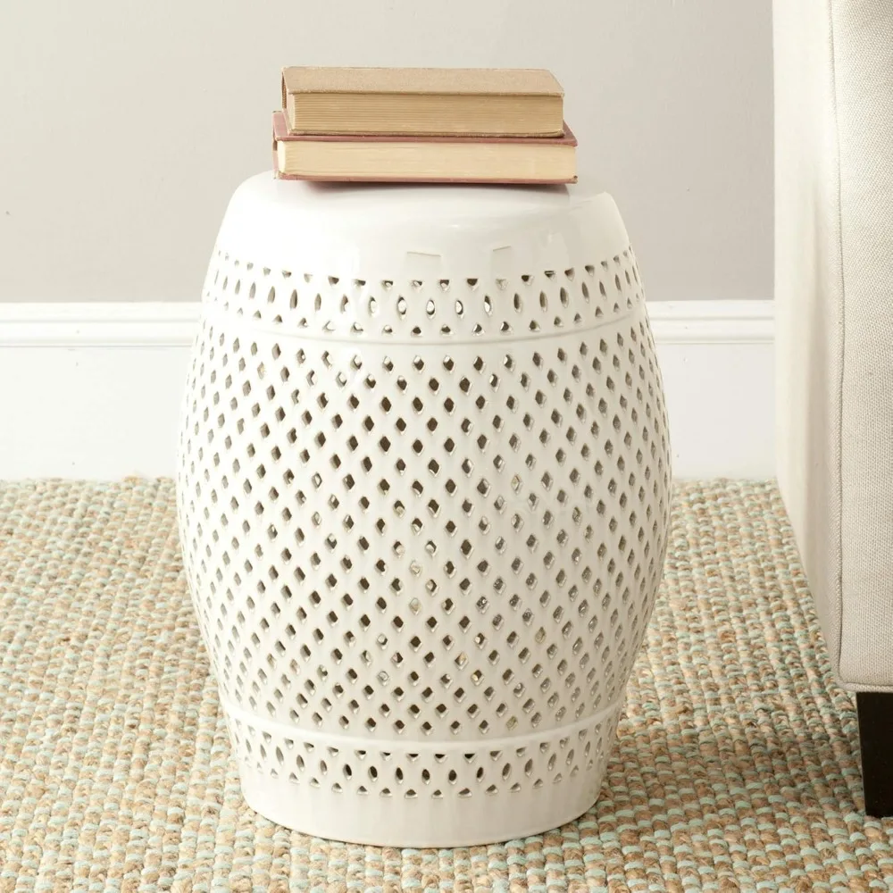 

Decorative Garden Stools Diamond Ceramic Decorative Garden Stool, White