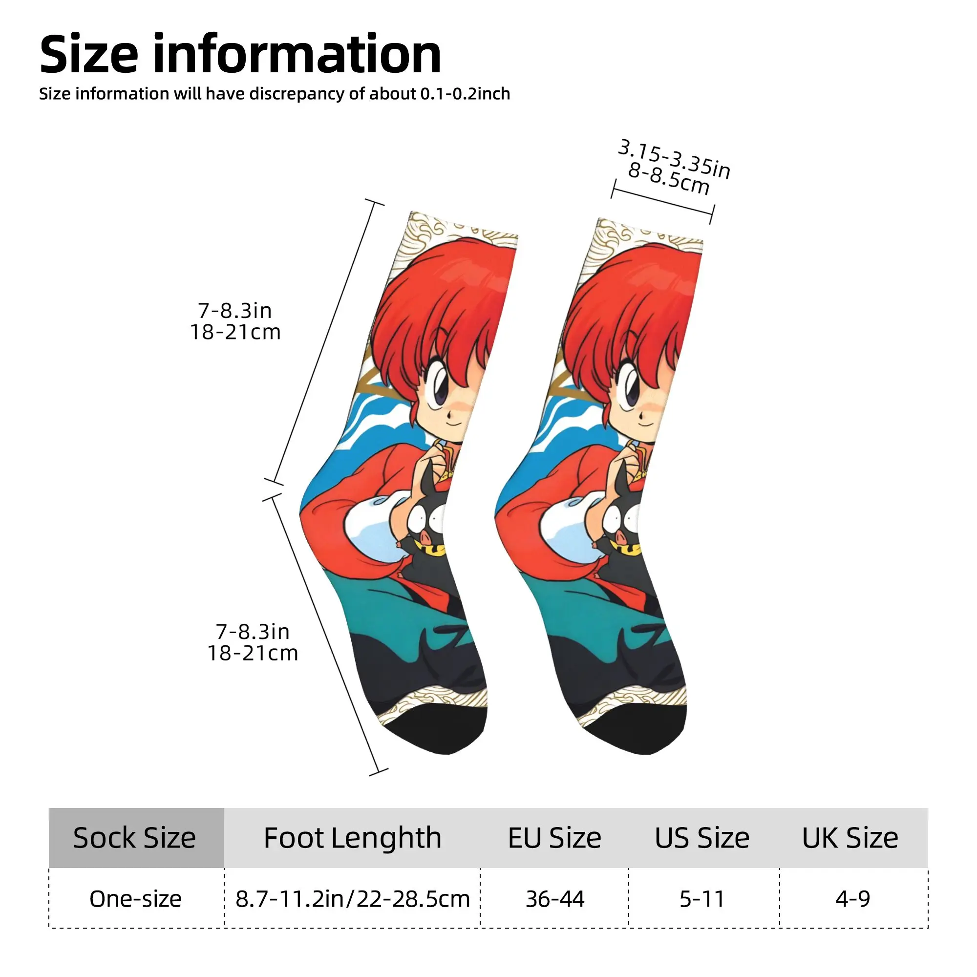 Crazy Design Anime Ranma And P-chan Skateboard Socks  Polyester Long Socks for Unisex Breathable