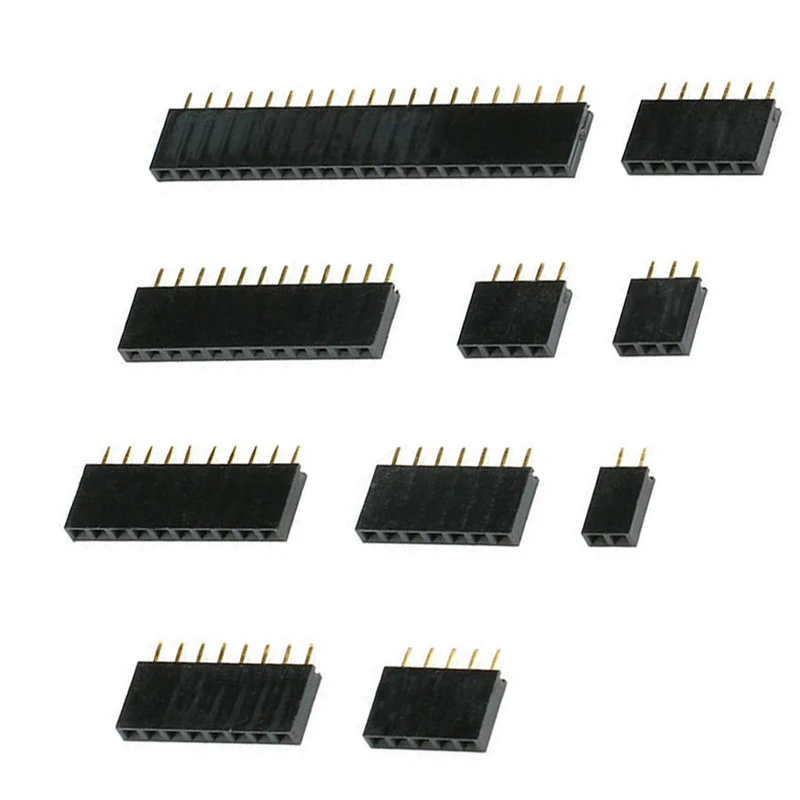 100Pcs/lot 2.54mm Pitch 2/3/4/5/6/7/8/9/10/12/20/40 Pin Female Single Row Straight Header Strip Connector For PCB