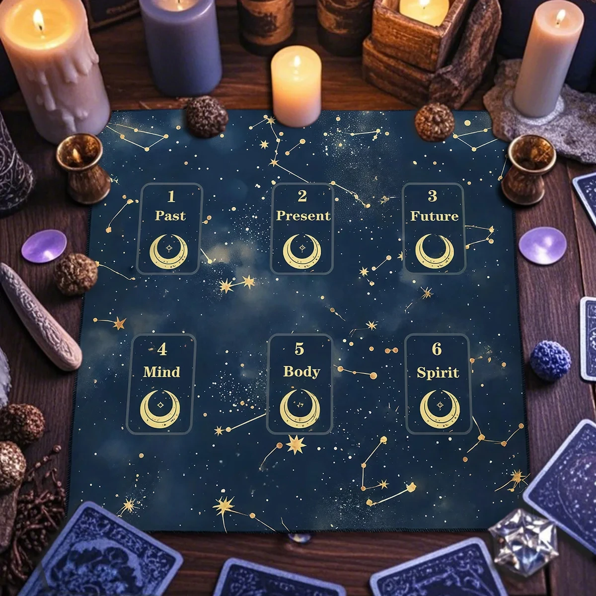 VIKAMA Celtic Cross Spread Tablecloth, 6 Designs, Tarot Divination Altar Cloth Witchcraft