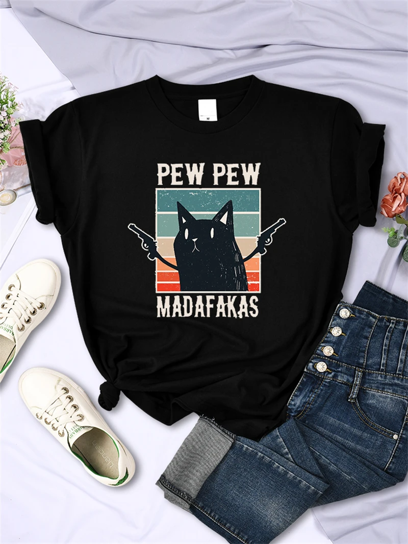 

Pew Madafaks-T-shirt à manches courtes pour femmes, imprimé drôle, mignon, hip hop, t-shirt vintage, vêtements créatifs, décontr