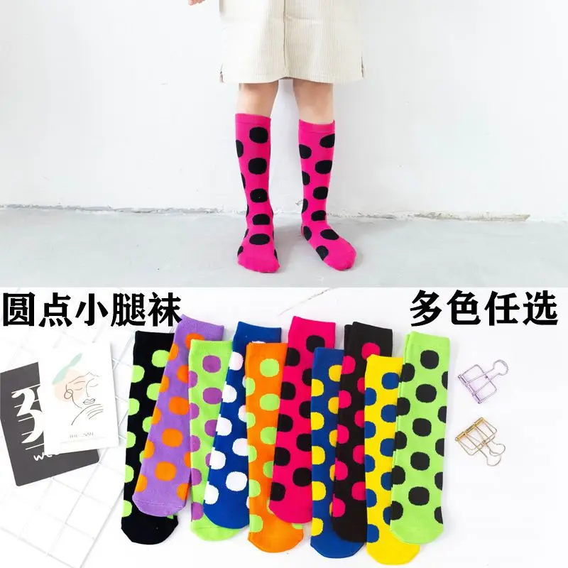 

Длинные гольфы для девочек, новые детские носки для детей от 1 до 12 лет, осенне-зимние детские гольфы в горошек, студенческие детские носки-трубы для мальчиков и девочек