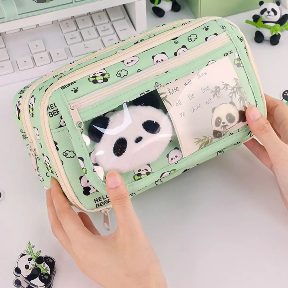 9-Layer Capibara Pencil Bag Panda Dirt-proof Cartoon Pen Pouch Large Capacity Transparent Pocket Capybara Stationery Bag