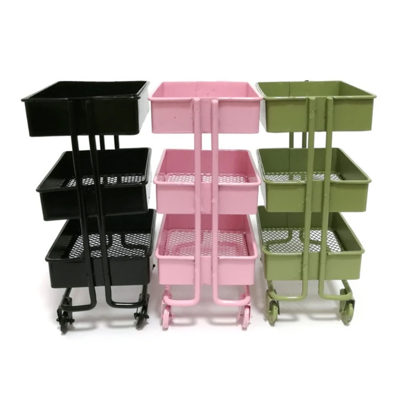 Dollhouse Furniture Accessories Rolling Utility Cart Rack Mini Scene Model Dropshipping