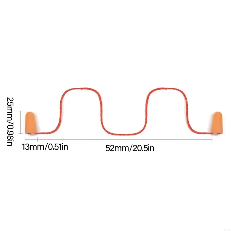 W89C 5 pares Plausos para oreja espuma Reducción ruido Paplug con protecciones oreja cordón cancelando tapones