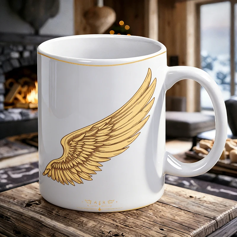 

Cup set, gold wings ceramic mug, coffee cup, milk cup, office tea cup, drinking cup, gift for friends, fade-resistant