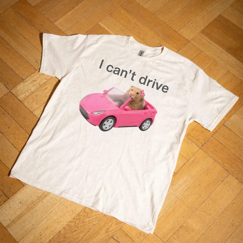 جديد لا أستطيع القيادة مضحك الهامستر جحر مضحك الرموز التعبيرية الجرافيك تي شيرت مطبوع أنيق عادية عالية الجودة طاقم الرقبة تي شيرت رجالي