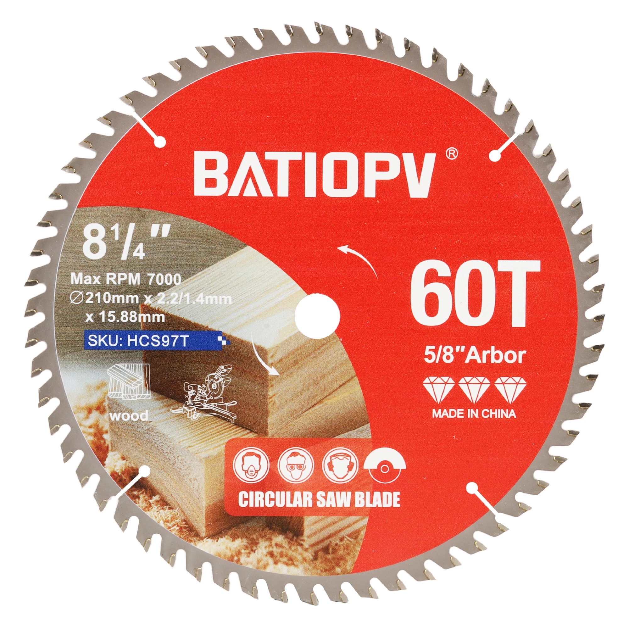

HERZO 210 Woodworking Saw Blade, Woodworking Tools, Angle Grinder Saw Blade, Carbide Metal Saw Blade, 60T-US