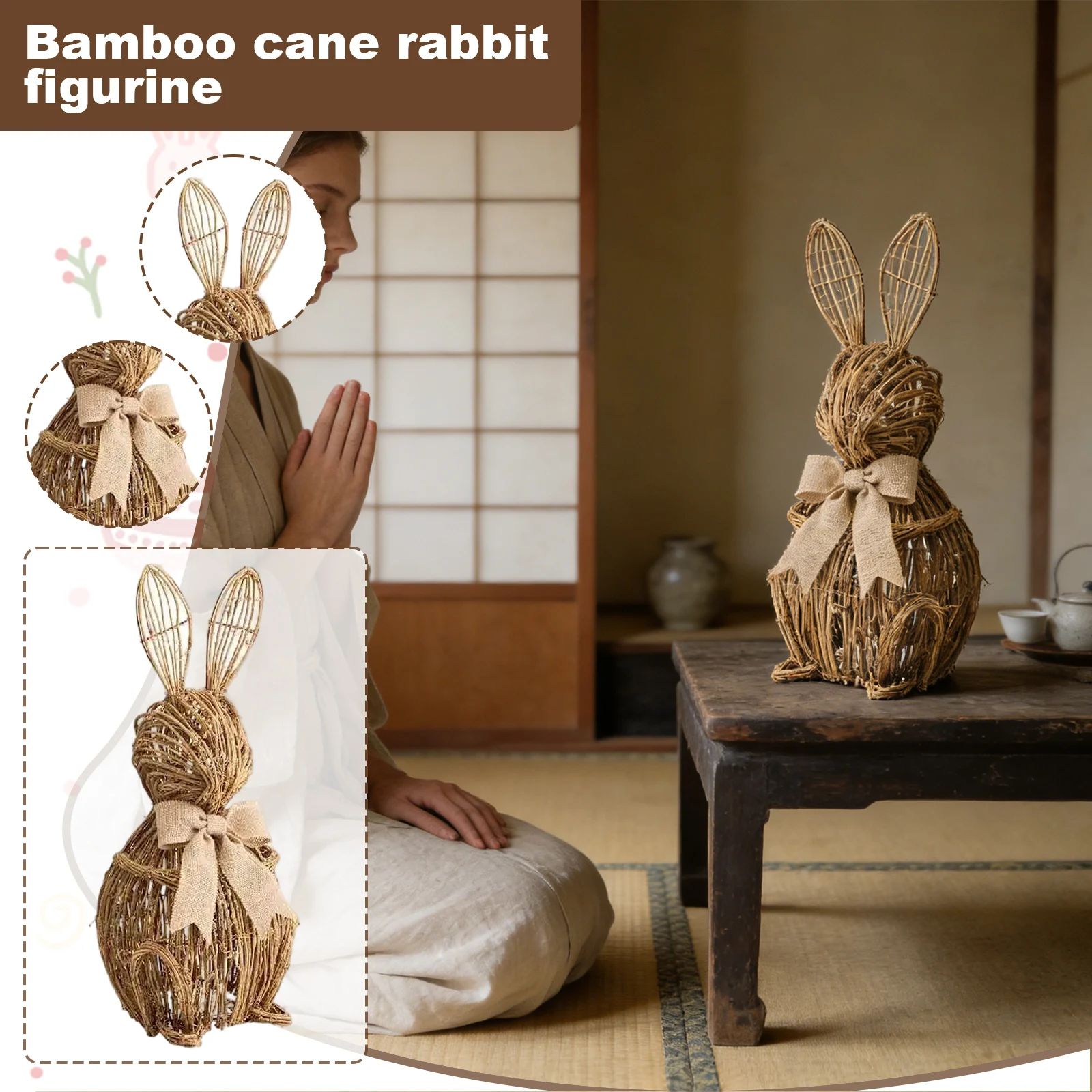 

Новый Пасхальный кролик из плетеного ротанга: Натуральный плетеный кролик ручной работы для Пасхального фестиваля, декора сада и дома в пасторальном стиле