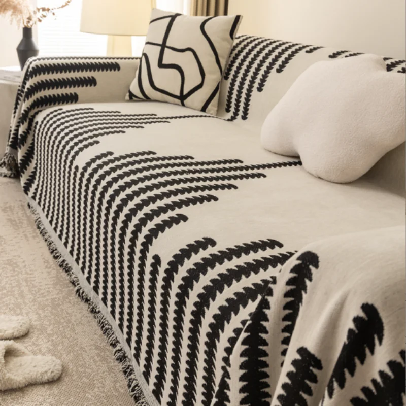 

2024 New Nordic Sofa Throw Blanket Universal Knitted Sofa Cover with Tassels Ins Style Outdoor Picnic Blankets Tapestry for Bed