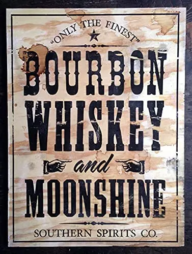 Bourbon Whiskey and Moonshine Wall Poster Tin Sign Vintage BBQ Restaurant Dinner Room Cafe Shop Decor