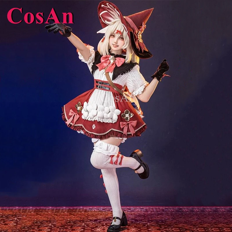 CosAn Anime Game Genshin Impact Klee Disfraces de Cosplay Vestido de Brujita Dulce y Encantador para Fiesta de Halloween Ropa de Juego de Roles