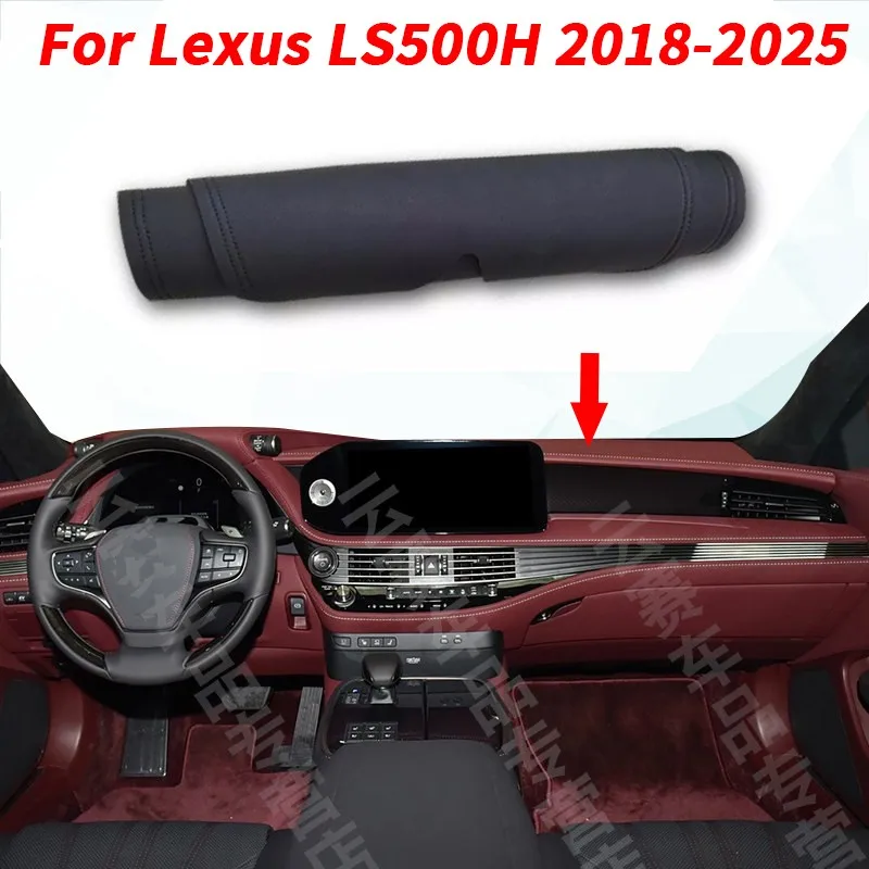

Black Leather Dashboard Dash Dashmat Mat Carpet pad For Lexus LS500H 2018-2025