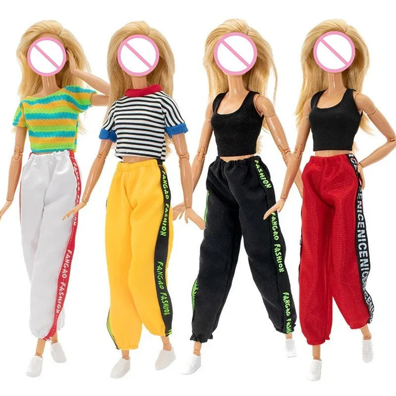 30CM Doll Clothes Fashion Handmade Two Piece Casual Vest Dress Up Accessories for Barbies