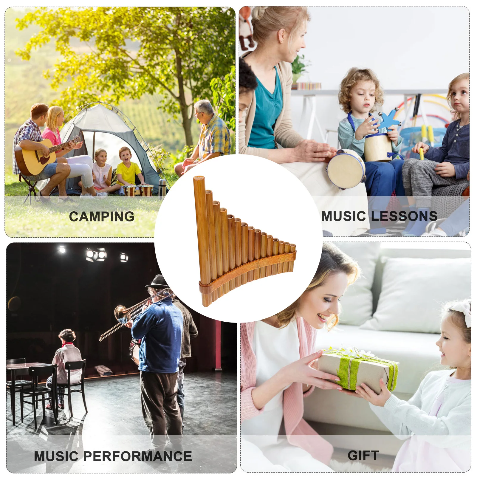 

Portable Bamboo Trample Flute Student Kids Musical Instruments Pan Pipe Woodwind