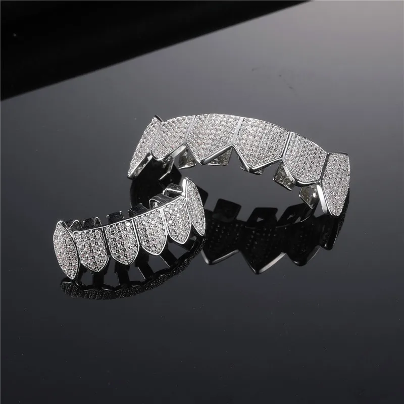 Fashion Vampire Fangs Braces Copper Diamond Full Rhinestone Hip-Hop Braces Jewelry Holiday Gift