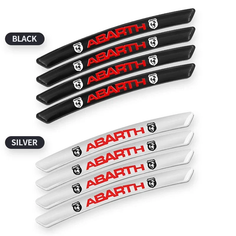 4Pcs Car Wheel Hub Styling Stickers Decoration Strip For Fiat ABARTH 124 125 130 131 500 595 Esseesse 695 Punto Scorpion view 3