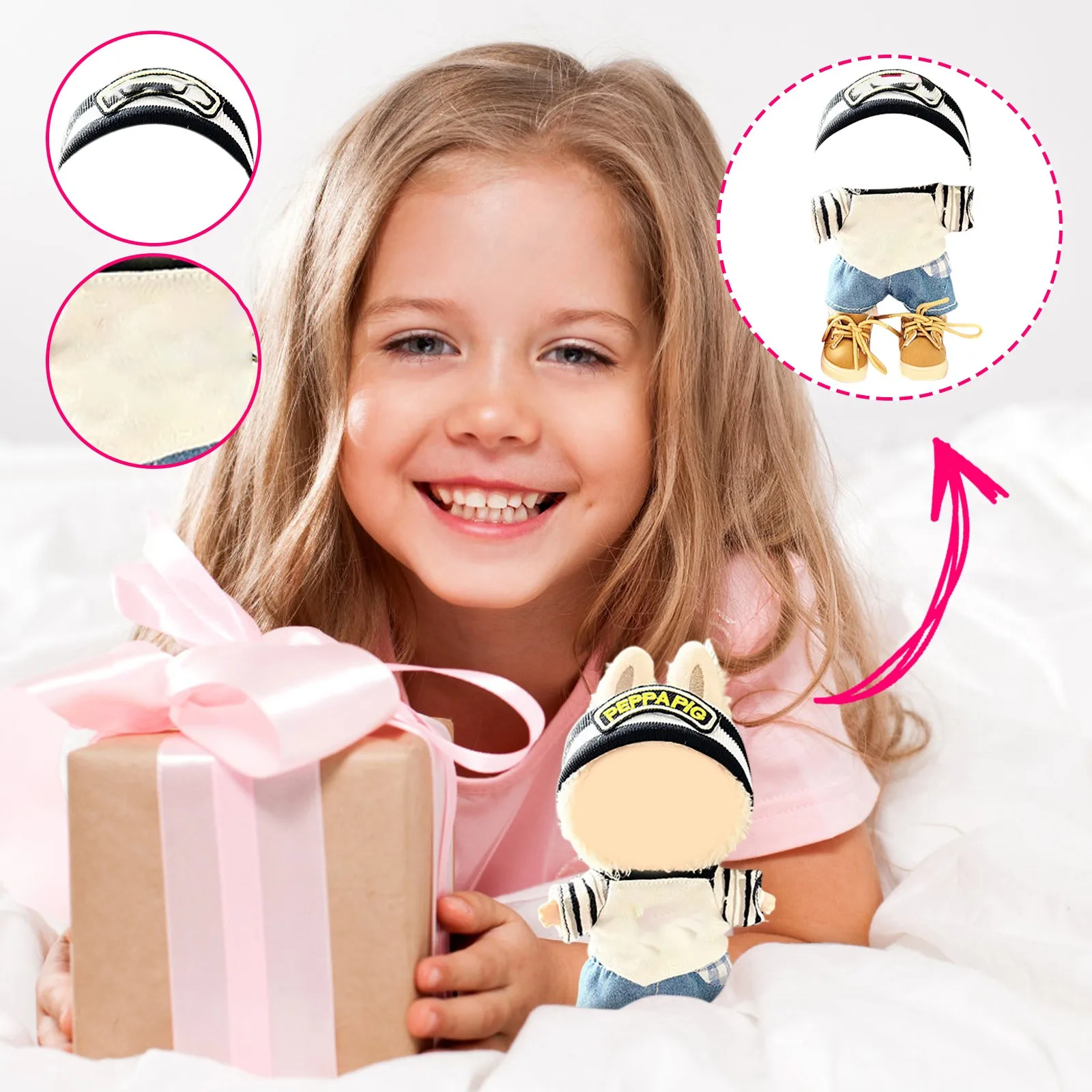 

17cm for Labubu Clothes Outfit Set V1 V2 Cute Sitting Party Doll Sweater Hat Bag Accessories for Mini Plush Dolls Decor Clothes