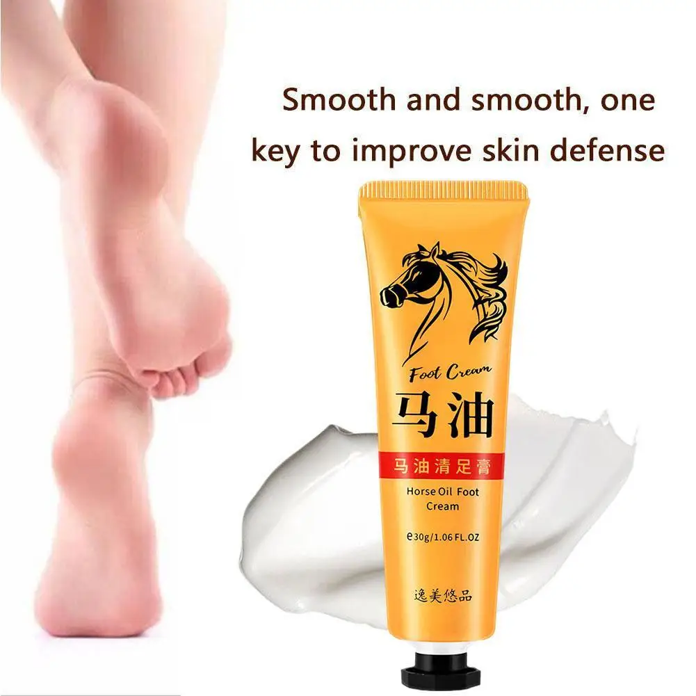 Crème anti-fissure pour les pieds, réparation du talon Conté, huile de cheval, anti-séchage, élimination des callosités, peau lisse, soin des pieds, fréquence 30g, Ha B3Z5