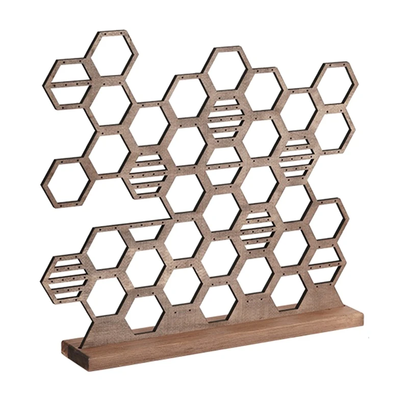 Honeycomb Earring Stand Jewelry Rack Wood Beehive Jewelry Display Stand Organizer