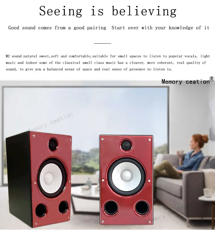 إنشاء الذاكرة M2 سماعات رف الكتب خشبية ثنائية الاتجاه 7 بوصة HIFI Audiophile للاستخدام المنزلي