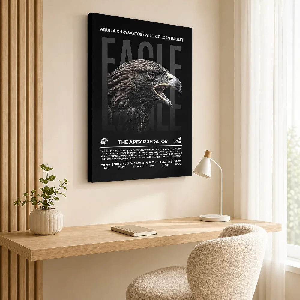 Wild Golden Eagle Apex Predator Infographic Canvas Painting Poster Personalized Photo Dramatic Study Wall Paintings Decoration