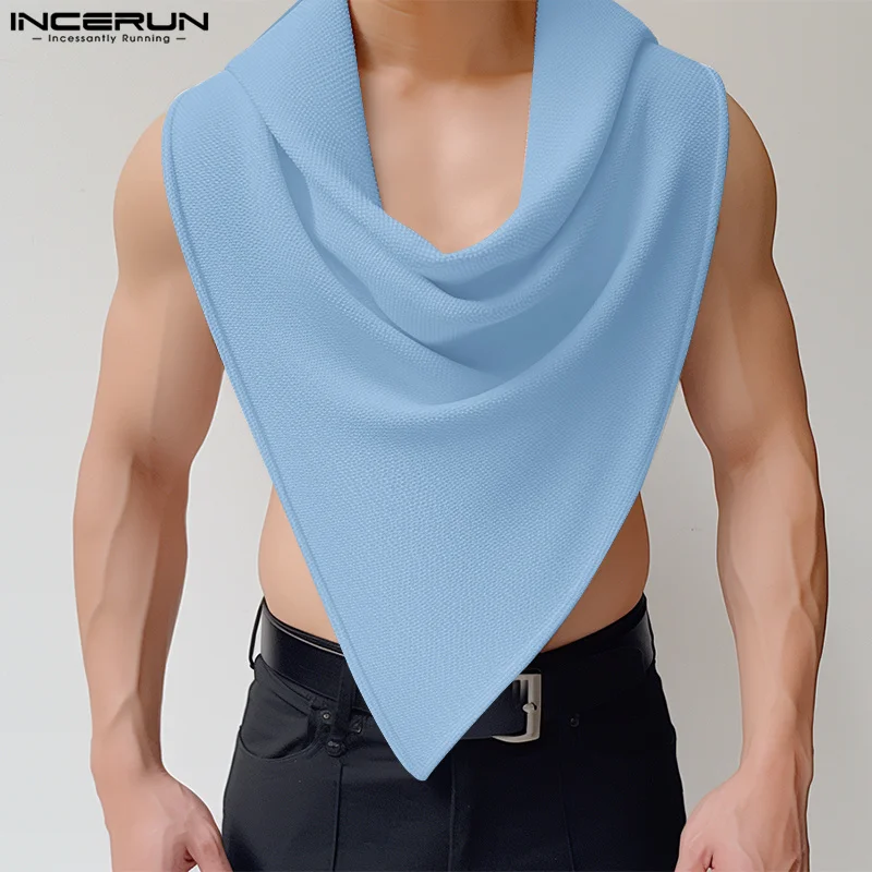 Lässige einfache Stil Tops Incerun neue Herrenmode Textur stapeln Kragen Westen Streetwear solide ärmellose Tanktops S-5XL 2024