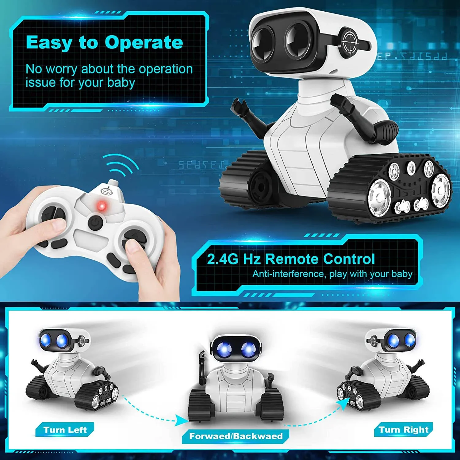 New Rechargeable Smart Robot With Music Dancing LED Eyes RC Ebo Robot Toys For Kids Remote Control Interactive Toy Children Gift